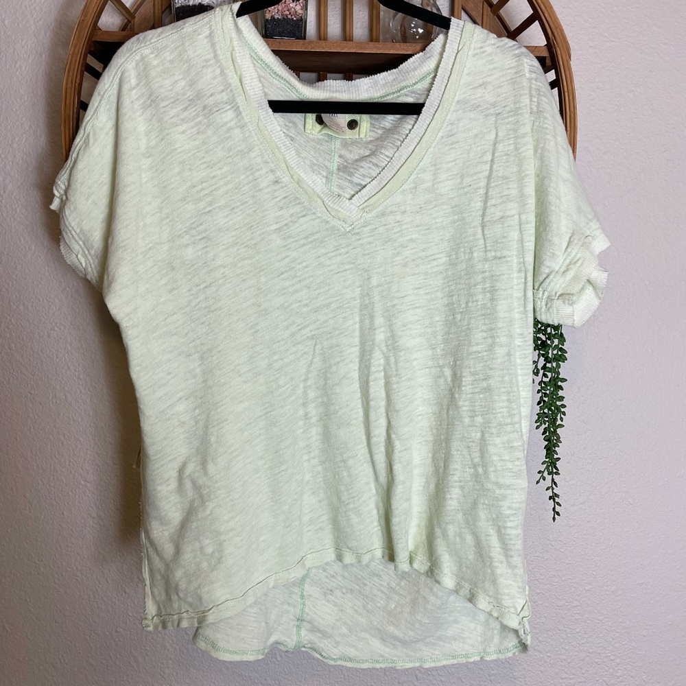 We the free pastel green v-neck T-shirt Free People - Picture 3 of 6